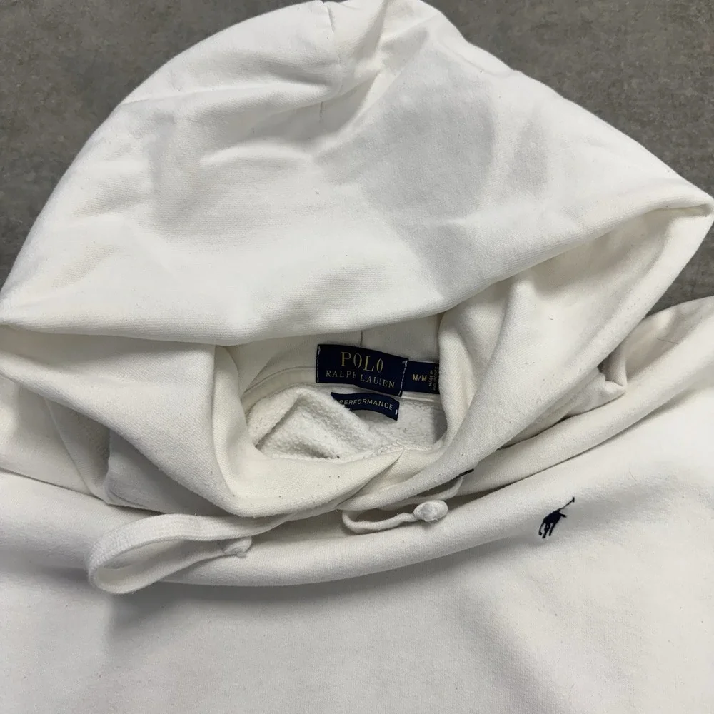 Polo Ralph Lauren White Hoodie Pullover Sweatshirt Boxy Preppy Medium